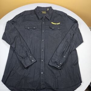 Red Snap Brand Black Button Up Shirt Burnout Crew XXL